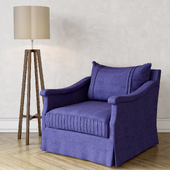 Dmitriy & Co Vallone Couture Lounge Chair / Bellavista FRANCIS cofee table / Heathfield&Co Tripod Oak Floor Lamp