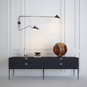 Serge Mouille Rotating Sconce Two Arms & Console