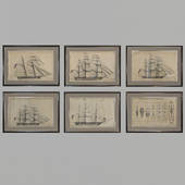 Collection of paintings with ships