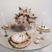 Table setting with roses/Сервировка стола с розами