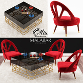 Scarlet armchair by Ottiu and Kenzo center table by Malabar