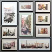 A set of paintings depicting Venice from Ugo Baracco