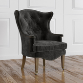 Idalia French Country Formal Charcoal Velvet Wing Chair