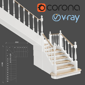 Classic angular staircase with staggered steps