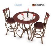 3 Piece Counter Height Matte Brown Bar Stool and Bistro Table Set