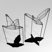 Flight Shadows decor sculpture by Artem Zakharchenko / two black birds