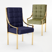 Bassett Furniture Blue Velvet & Brass Dining Chairs