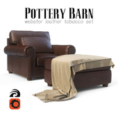 Pottery Barn Webster Leather Tobacco Set