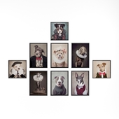 A set of posters with dogs for decorating rooms.
