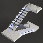 Лестница из мрамора, стела и хромированного металла с подсветкой PROFI LED IP44