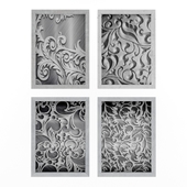 A set of paintings with patterns in metal style.