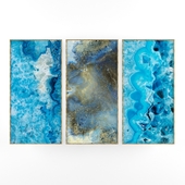 A set of paintings in golden-blue colors.