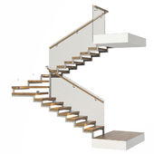 Stairs with a landing platform - made of wood, glass and metal with illumination PROFI LED IP44