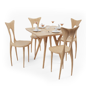 Wood Organic Chair And Table