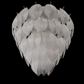 Italian Murano Frosted Glass Leaves Chandeliers by Mazzega