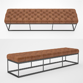 78 "TUFTED LEATHER & METAL BENCH