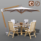 Set of garden furniture Brafab with a Garden Way umbrella