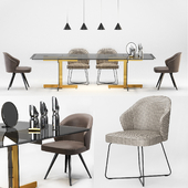 Minotti Catlin Dining Table, Leslie Dining chairs