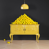 Yellow chest of drawers with lemons