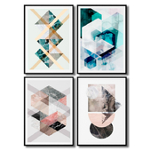 Posters with abstract graphic figures.