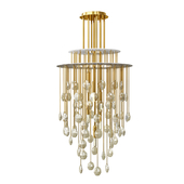 Hailee Med Chandelier in Natural Brass with Crystal