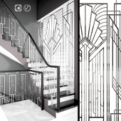 Кованое ограждение лестницы Art-Deco