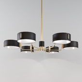 Axle Brass Black Shade Chandelier by Crate and Barrel