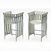 Satin-metal bar stool