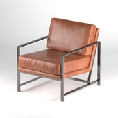 Brown Leather Metal Frame Chair
