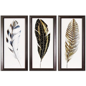 Décor Therapy Watercolor Feathers Wall Art Set of 3