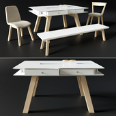 Dining table, bench and chairs VOX