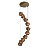 chandelier from pendant balls with a copper texture