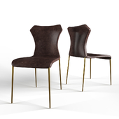 Marcia - Modern Cognac & Antique Brass Dining Chair