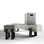 Modrest Haring Modern Concrete Set. Bench, Yem Dining Stool,