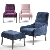 Ligne Roset Long Island armchair, footstool