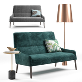 Ligne Roset: Long Island sofa, Cupidon table, Pascal Mourgue floor lamp