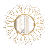 Large Round Golden Twig Mirror 110 cm