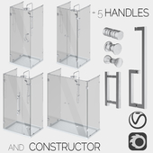 Glass shower cabins, designer and a set of handles