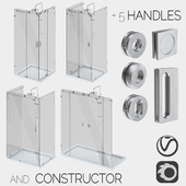 Sliding glass shower cabins, designer and handle set