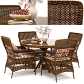 Marie wicker chair and Grace dining table