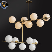 Sphere Stem 7 Light Chandelier - Gold