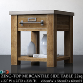 ZINC-TOP MERCANTILE SIDE TABLE 22sq