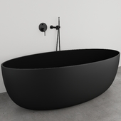 Lusso Stone VETRINA Black Bathtub + LUXE Bath Tap