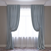 Set of curtains (curtains with pickings and tulle) 02.