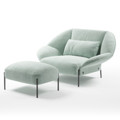 Ligne Roset Paipai armchair, footstool