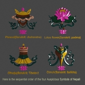 sequential order of the four Auspicious Symbols of Nepali