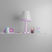 set for children&#39;s room with lamp