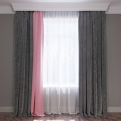 Set of curtains "Pink and Chevron" 02.