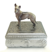 Casket with a sculpture of a dog