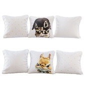 A set of 6 pillows with prints